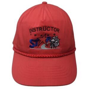KC 5 Panel Hat Red OS Snapback Instructor Idaho Star Motorcycle Braided Rope